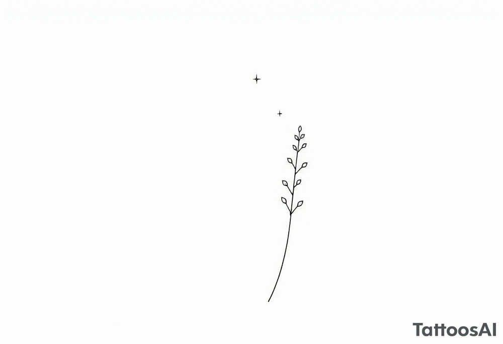Simple, delicate, fine line, stars, plant. Vertical tattoo idea Simple, delicate, fine line, stars, plant. Vertical tattoo idea