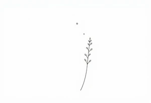 Simple, delicate, fine line, stars, plant. Vertical tattoo idea