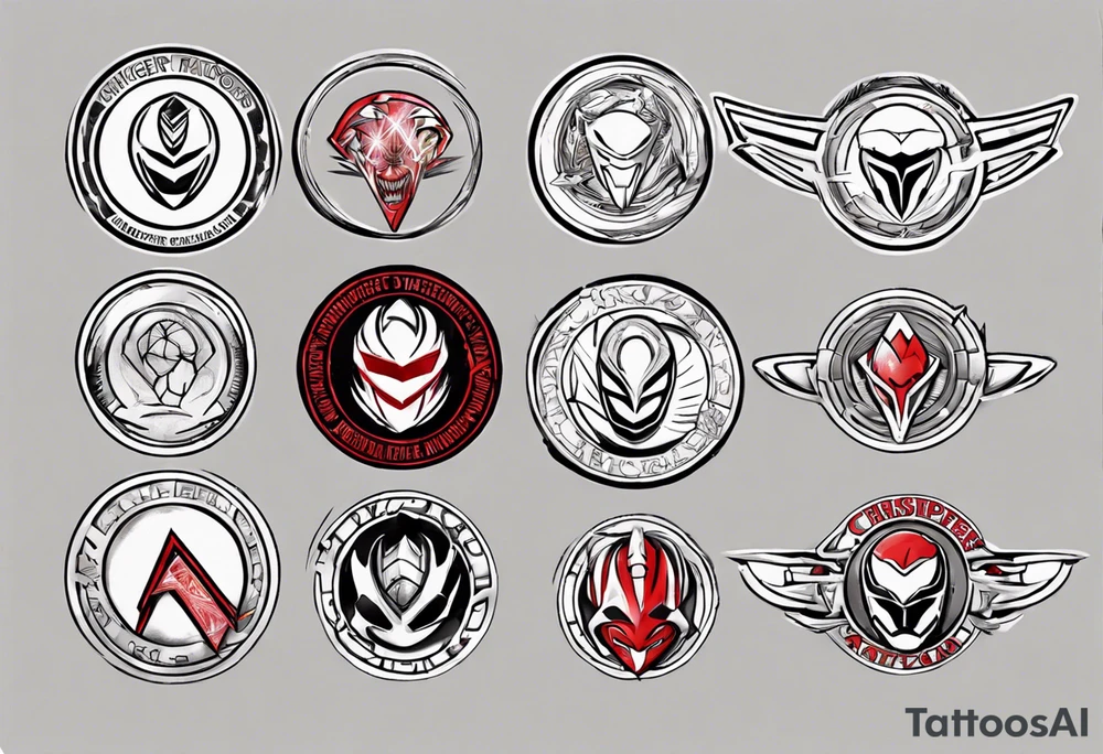 mighty morphin power rangers red rnager power coin and the word christopher tattoo idea