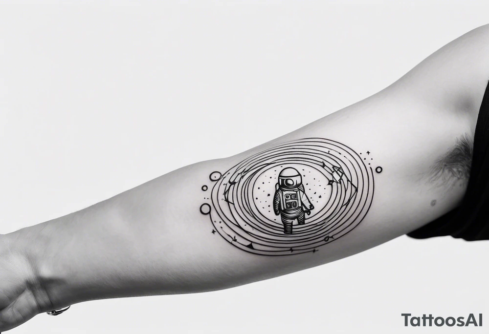 space themed arm sleeve. I want a feeling of being above it all. I like man on the move imagery inspired by kid cudi tattoo idea