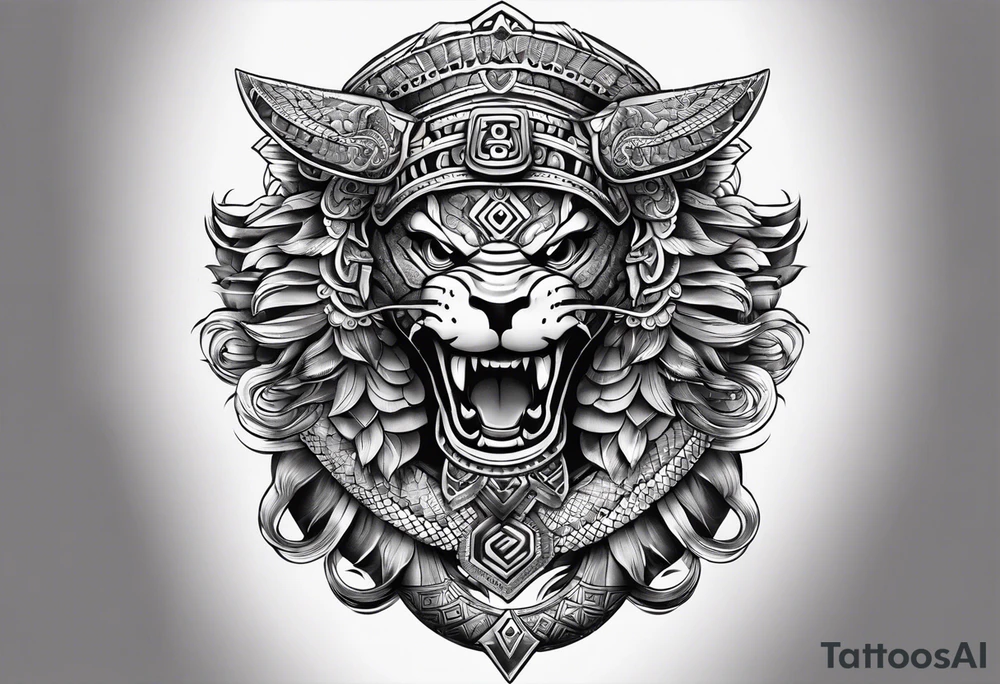 aztec snake sleeve tattoo idea