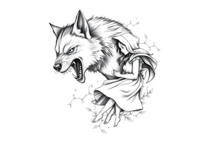 Big bad wolf chasing little red riding hood tattoo idea