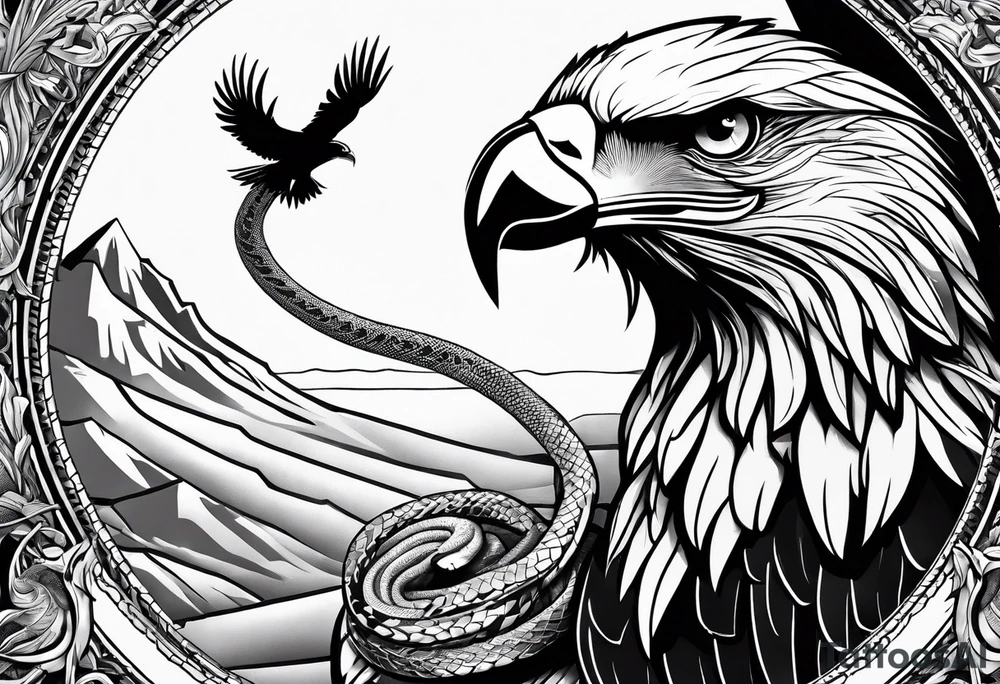 an eagle being trapped by a snake tattoo idea