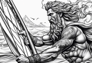 Poseidon als Windsurfer tattoo idea