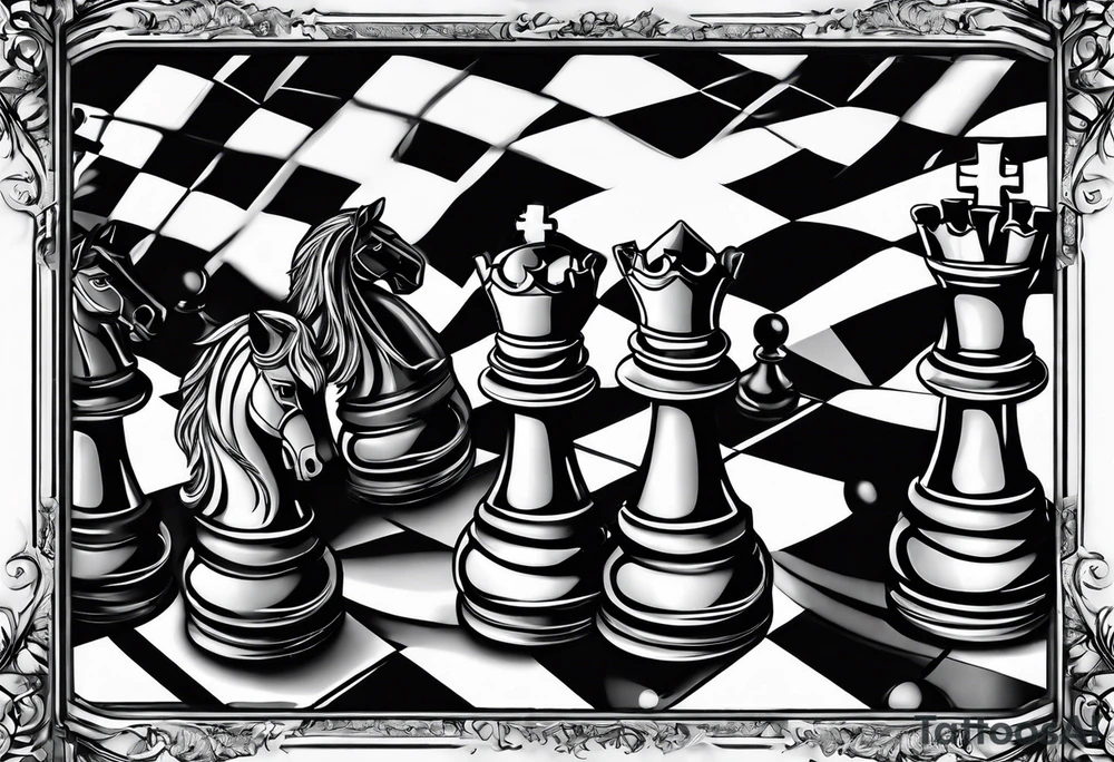 CHESS BOARD WITH KNIGHTS tattoo idea