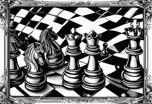 CHESS BOARD WITH KNIGHTS tattoo idea