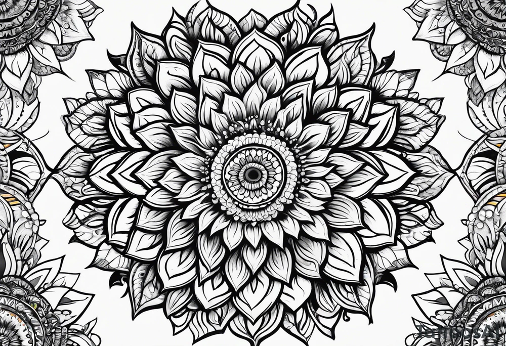 Mandala sun flower tattoo idea