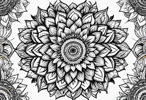 Mandala sun flower tattoo idea