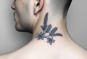 lavender tattoo on the ear (helix) tattoo idea