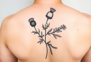 small botanical drawing of scottish thistle, olive branch/olive, and cat nip for a wrap around wrist tattoo as one plant - make it vine-like? tattoo idea