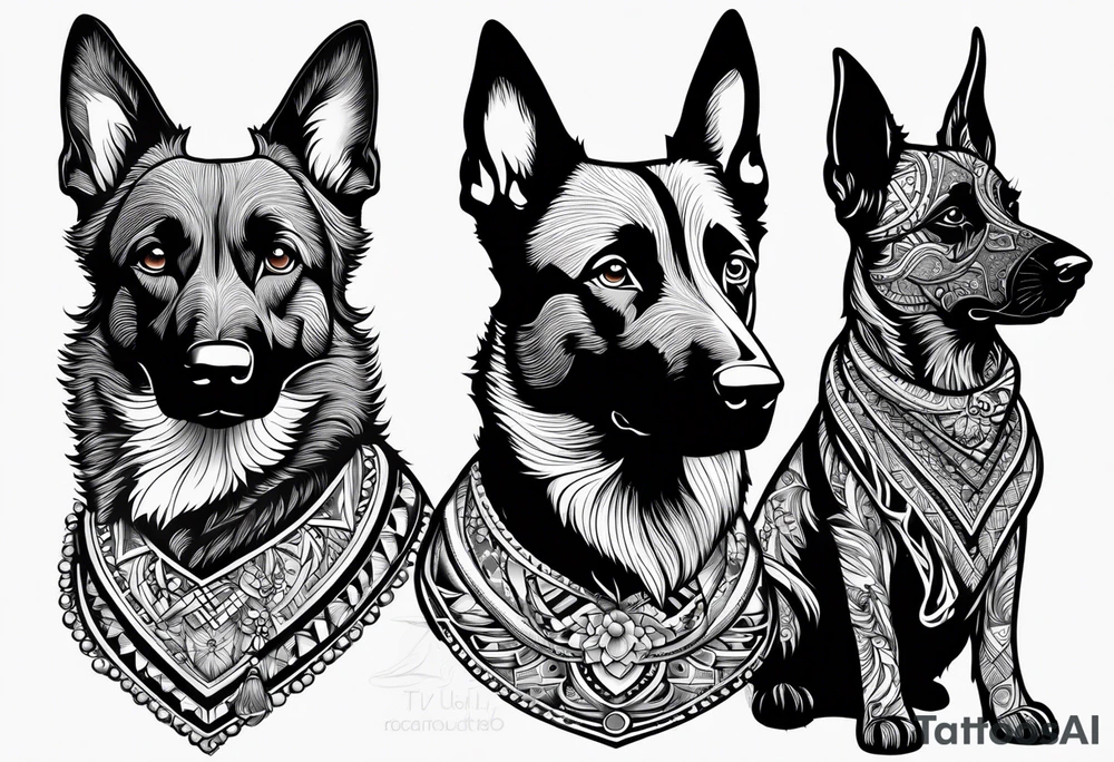 Belgian malinois, Scottish terrier, border collie, papillon tattoo idea