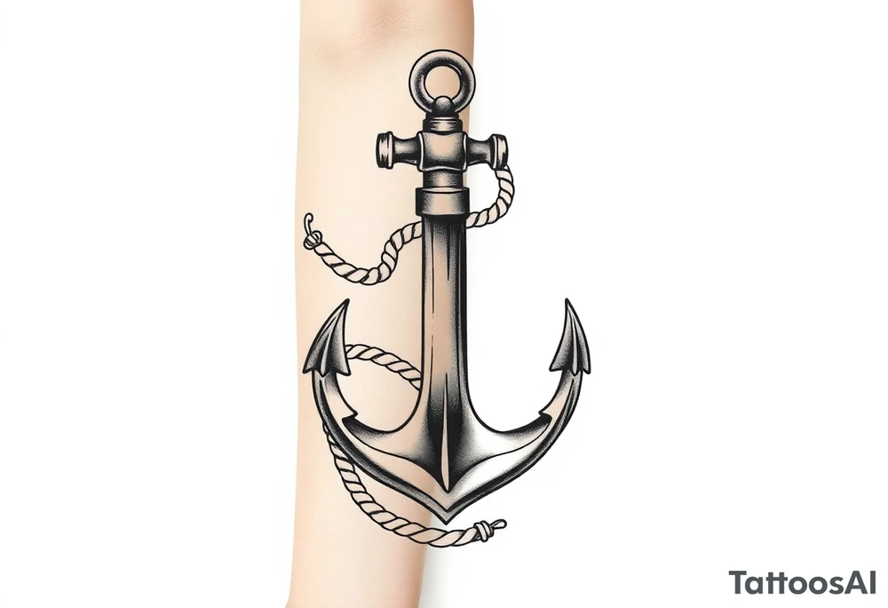 weathered anchor wrapped in nautical rope with sea waves leg sleeve tattoo idea