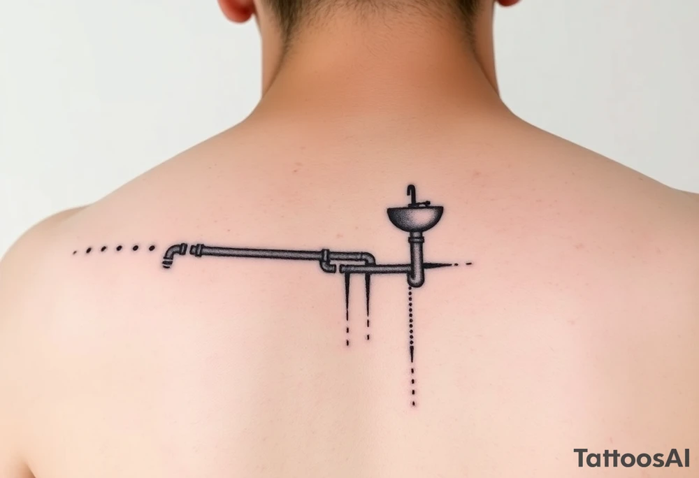 tatto with horizontal system of piping coming from a sink down a forearm tattoo idea