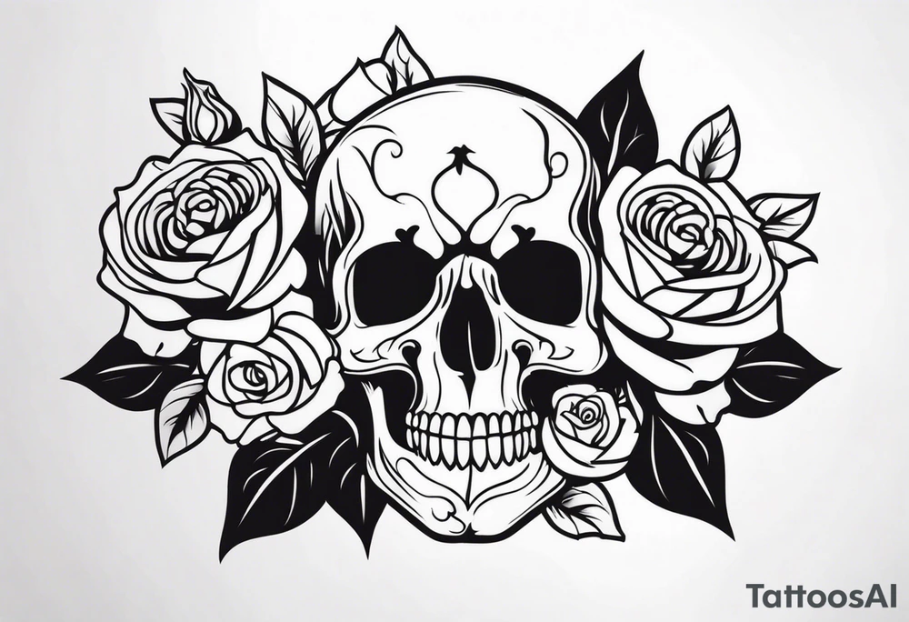 skull and roses tattoo idea