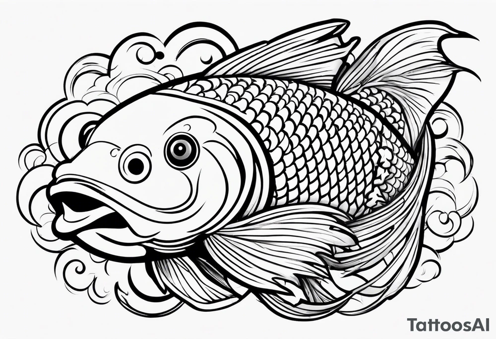 Koi fish with tribal background tattoo idea