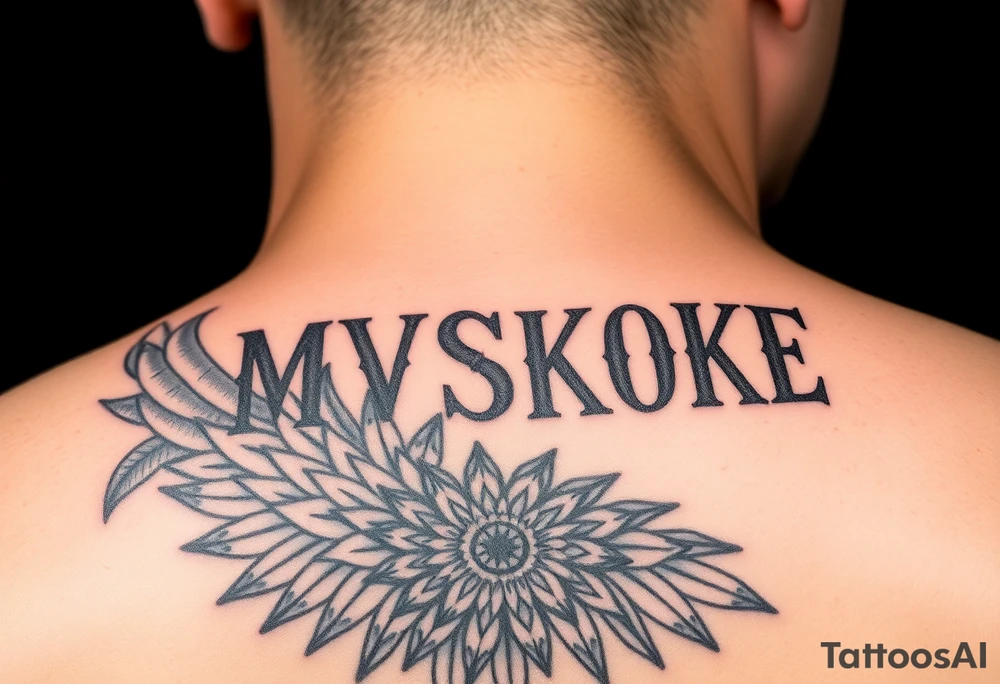 “MVSKOKE” shaded with Native American pattern tattoo idea