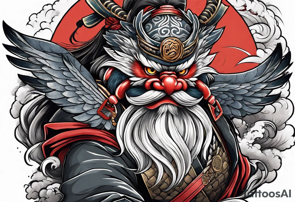 tengu fighting a kyubi tattoo idea