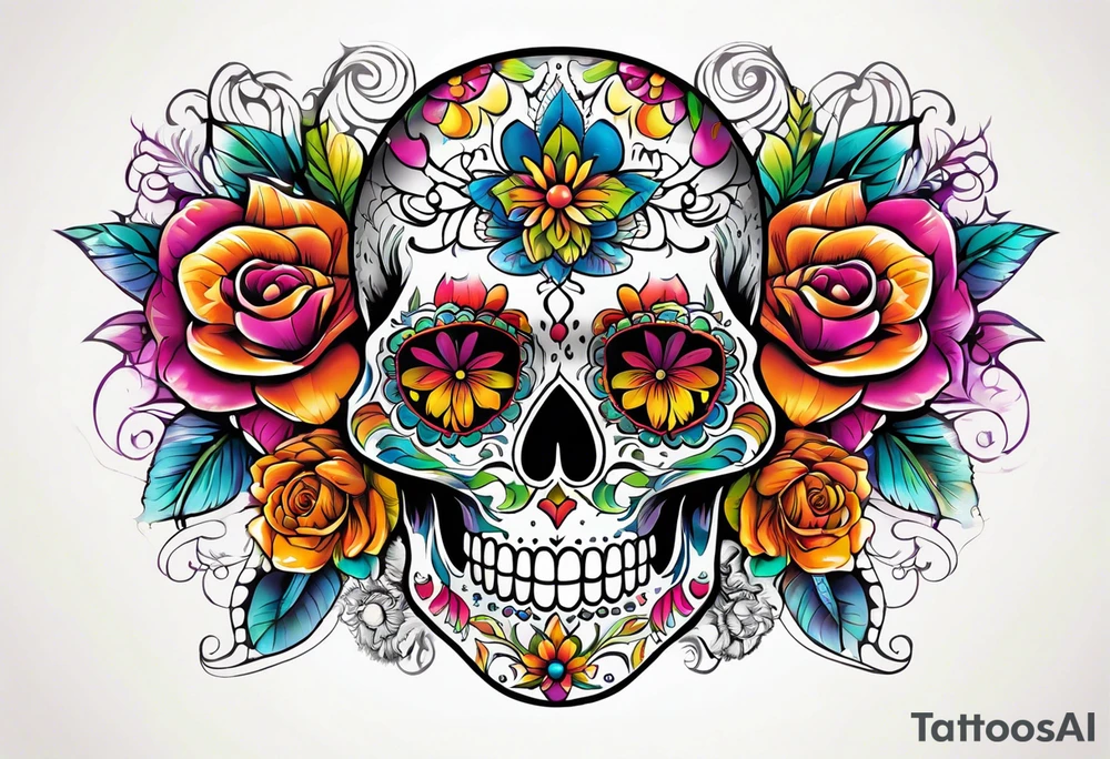 Sugar skull tattoo idea