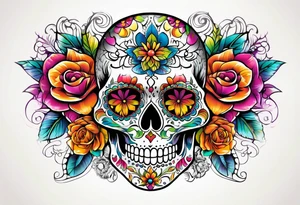 Sugar skull tattoo idea