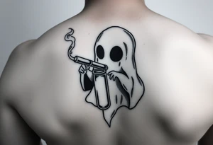 Cute ghost smoking a bong tattoo idea