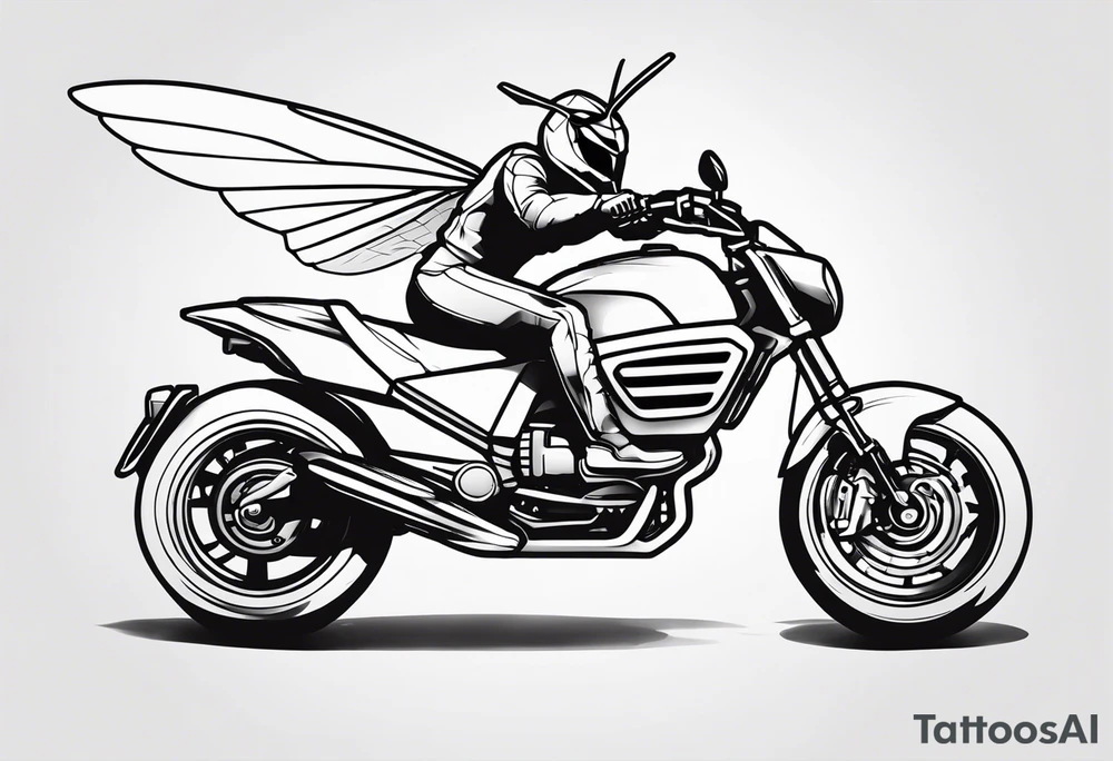 Hornet riding a motorcycle tattoo idea
