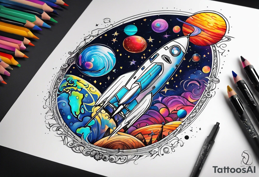 Space, city, planet. tattoo idea