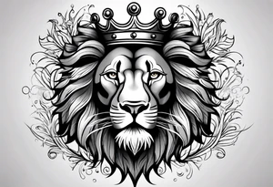 lion with a crown and sparkling eyes on the chest tattoo idea