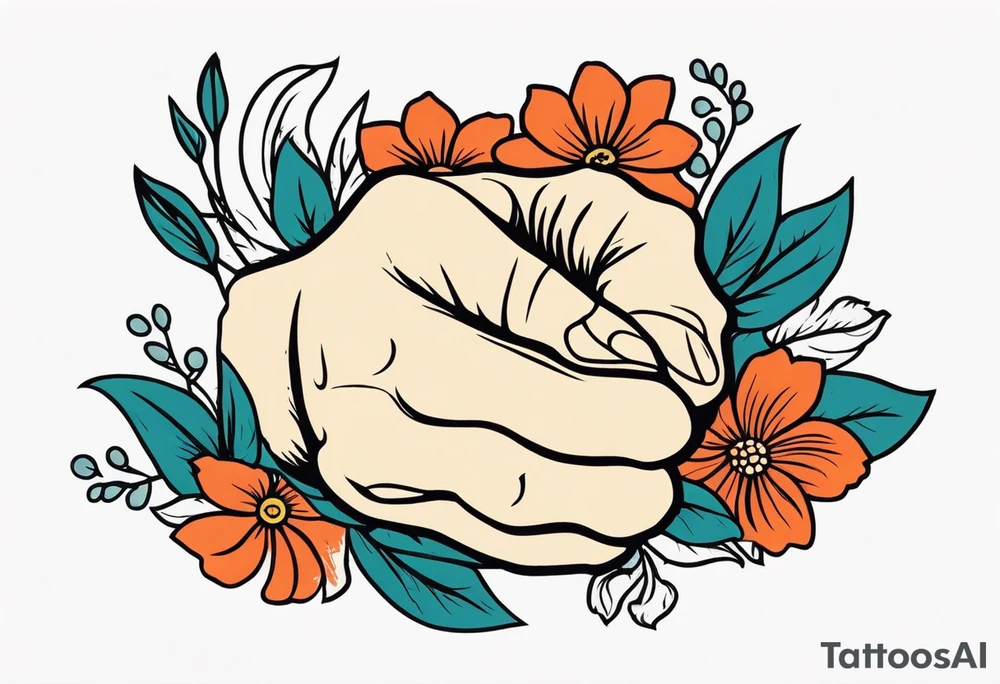 fist in air
vintage flowers
old school vintage simple traditional design 



bold color simple tattoo idea