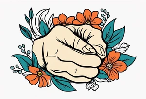 fist in air
vintage flowers
old school vintage simple traditional design 



bold color simple tattoo idea