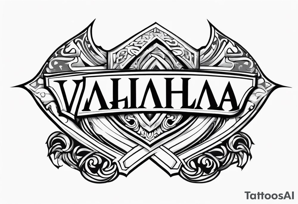 Valhalla stairs sword shield tattoo idea