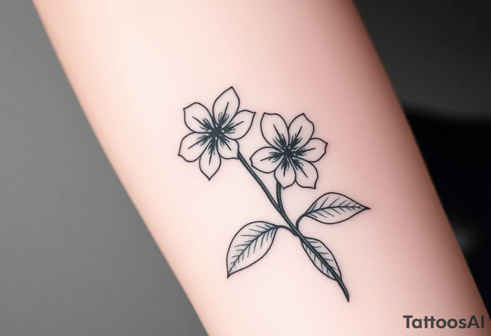 Two simple flowers together leafs on outside no stem tattoo idea