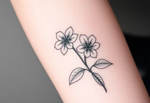 Two simple flowers together leafs on outside no stem tattoo idea