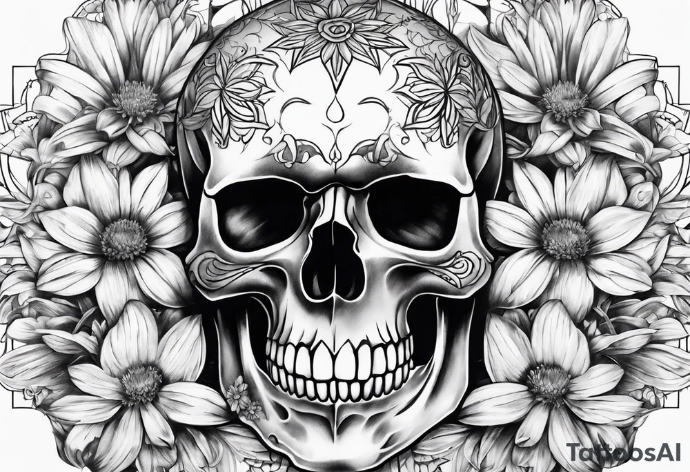 skull and aster tattoo idea