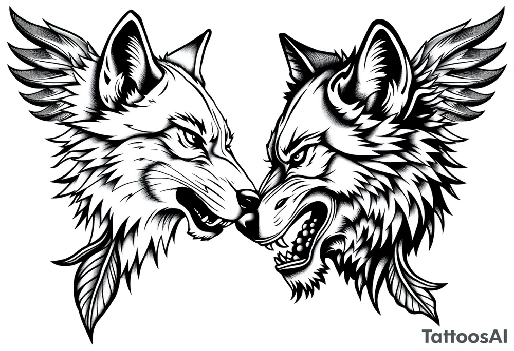 Big bad wolf kissing tattoo idea