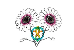 Gerbera daisies with a colorful Celtic knot tattoo idea