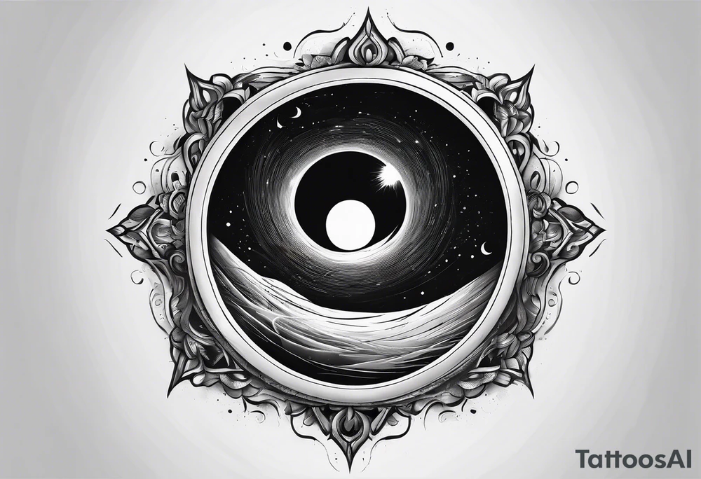 A open black hole, heart inside the hole showing unconditional love tattoo idea