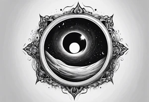 A open black hole, heart inside the hole showing unconditional love tattoo idea