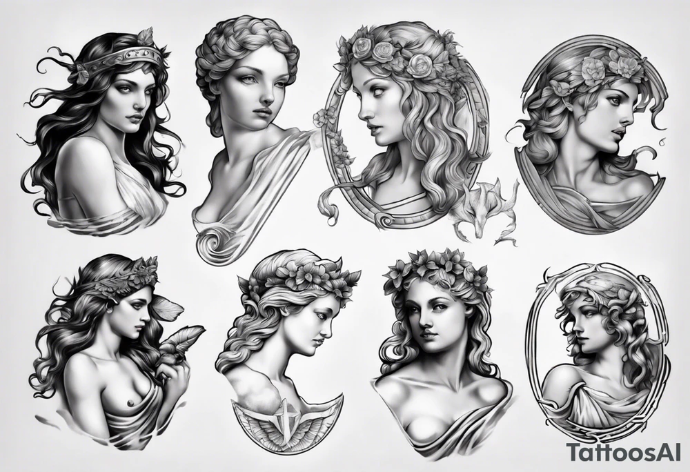 realistic Aphrodite greek mythology tattoo idea