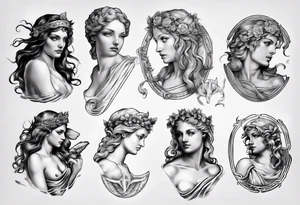 realistic Aphrodite greek mythology tattoo idea