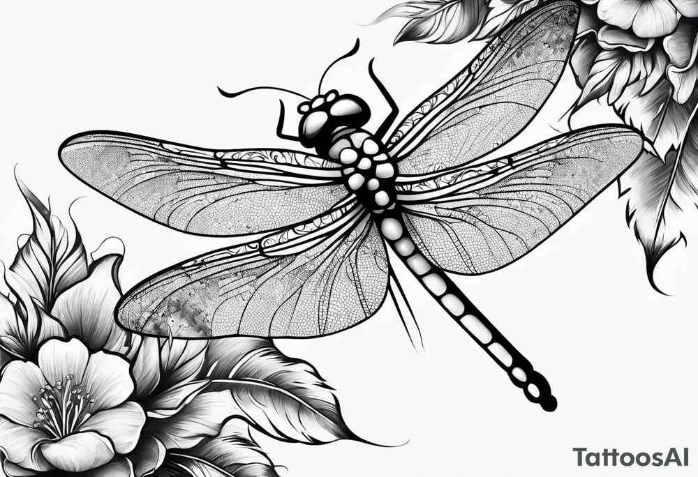 Feather dragonfly vine tattoo idea