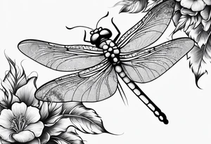 Feather dragonfly vine tattoo idea