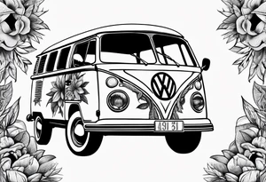 VW Kombi, Australian bush, Compassrose tattoo idea