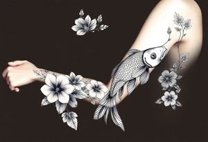 Exotic birds, Exotic flowers, Coi fish tattoo idea