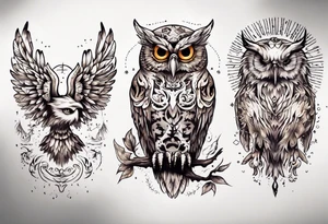 Eule und sonne tattoo idea
