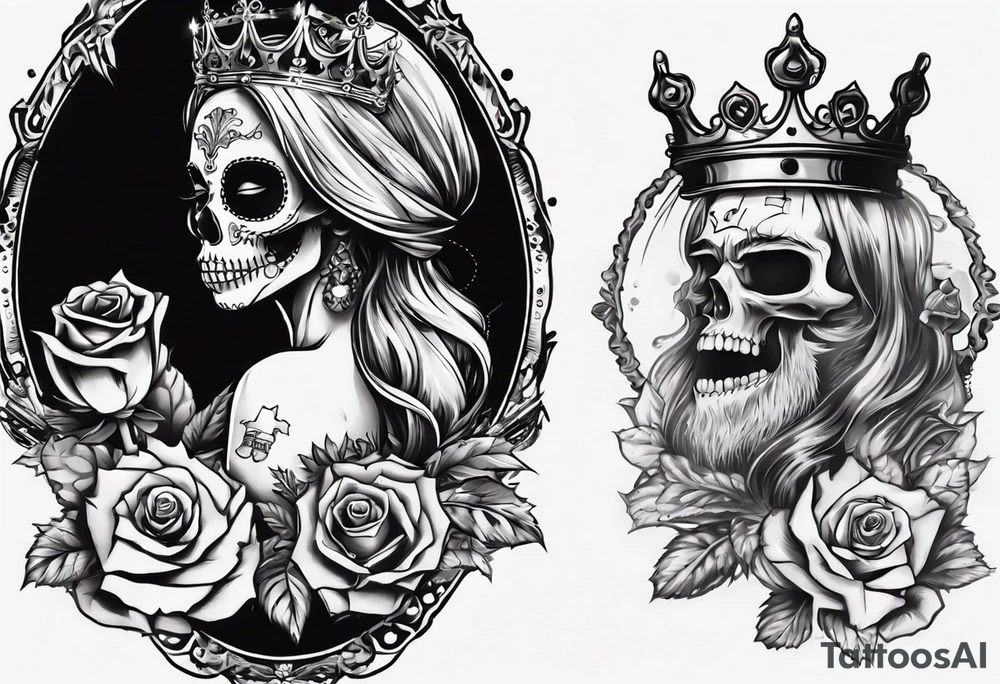 santa la muerta with money and crown
on the card tattoo idea