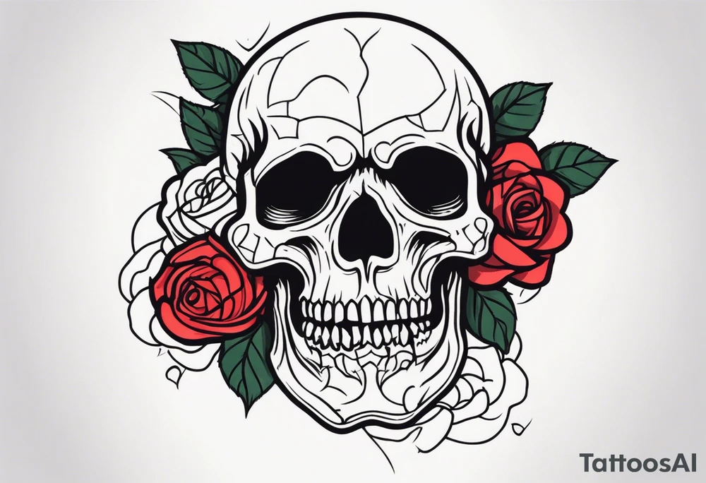skull and roses tattoo idea