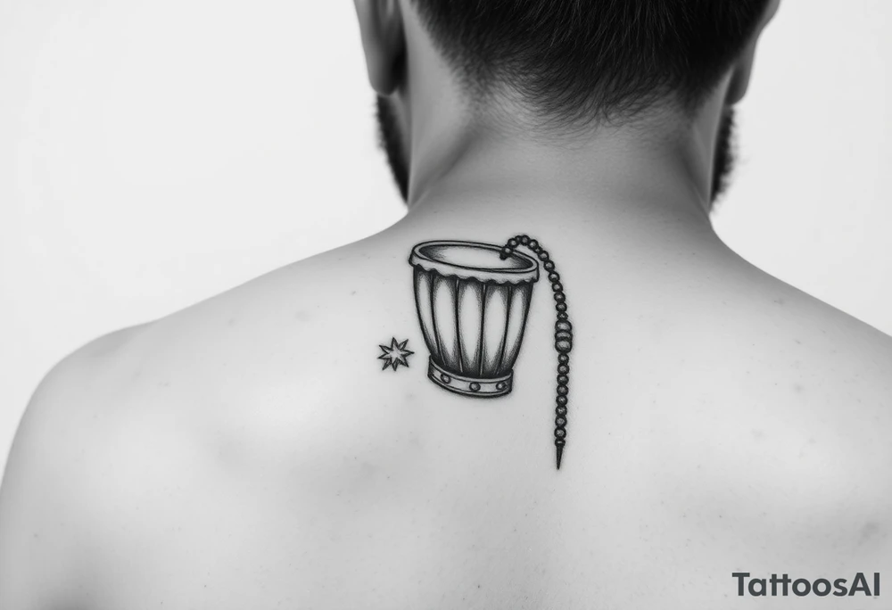 Generate small tatoo of an african drum and a bead arm ban. all tatoos should be near each other on the wrist tattoo idea