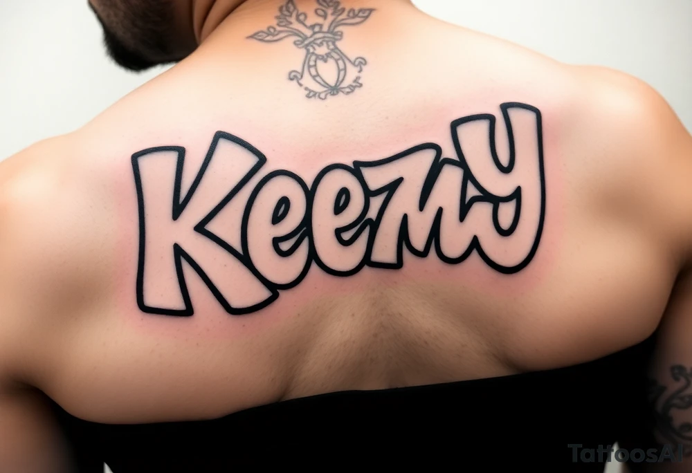 Rounded bubble graffiti style lettering as one  (KeezY MadE) tattoo idea