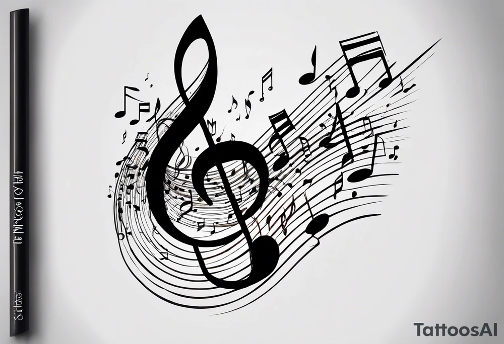 Simple minimalist tattoo in the style of single needle art depicting musical notes in the letters “l” and “r” tattoo idea