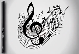 Simple minimalist tattoo in the style of single needle art depicting musical notes in the letters “l” and “r” tattoo idea